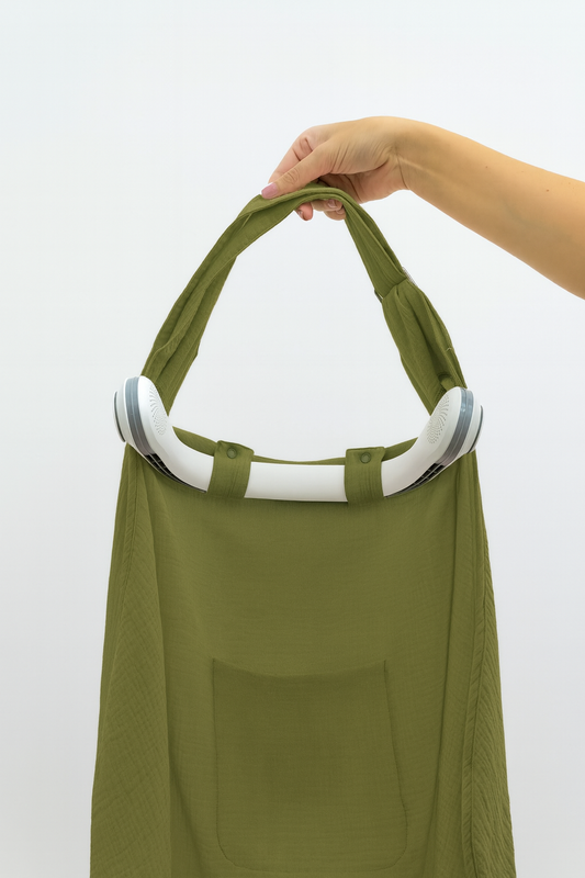 BreezyFeed Nursing Cover with Built-In Fan (Khaki) for Breastfeeding